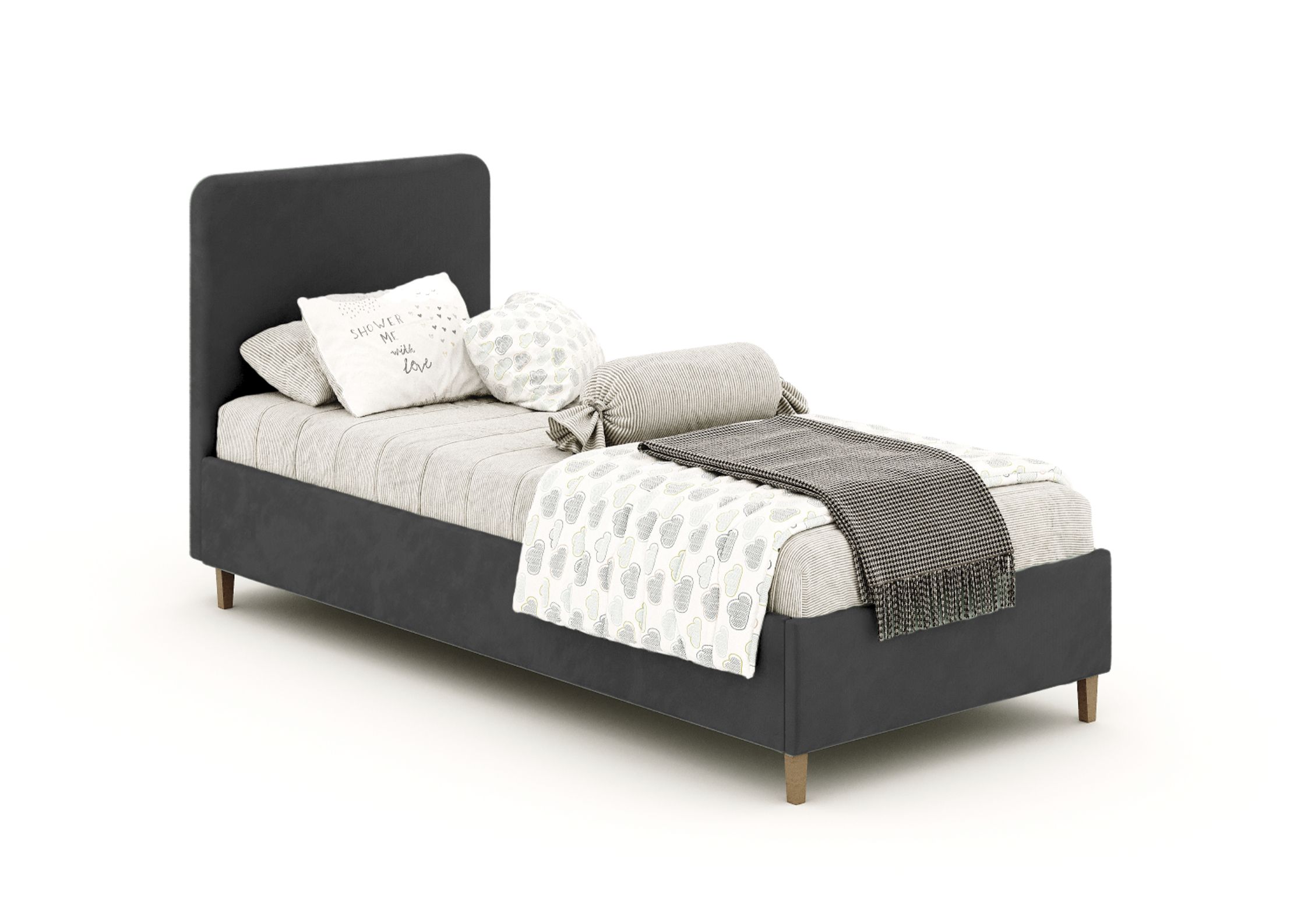 Czarne łóżko dziecięce 90x200cm